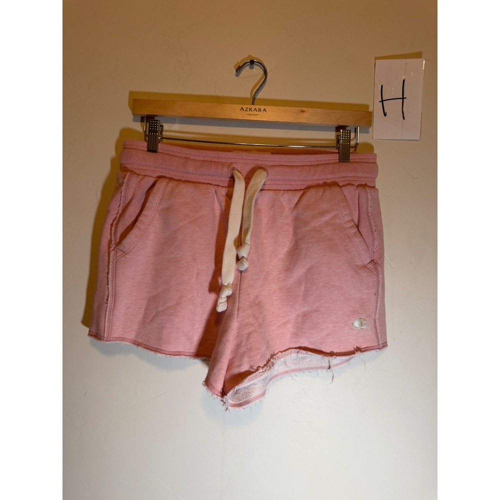 Y2k Champion Shorts Reverse Weave Distressed Raw Hem Pink Women's Large
